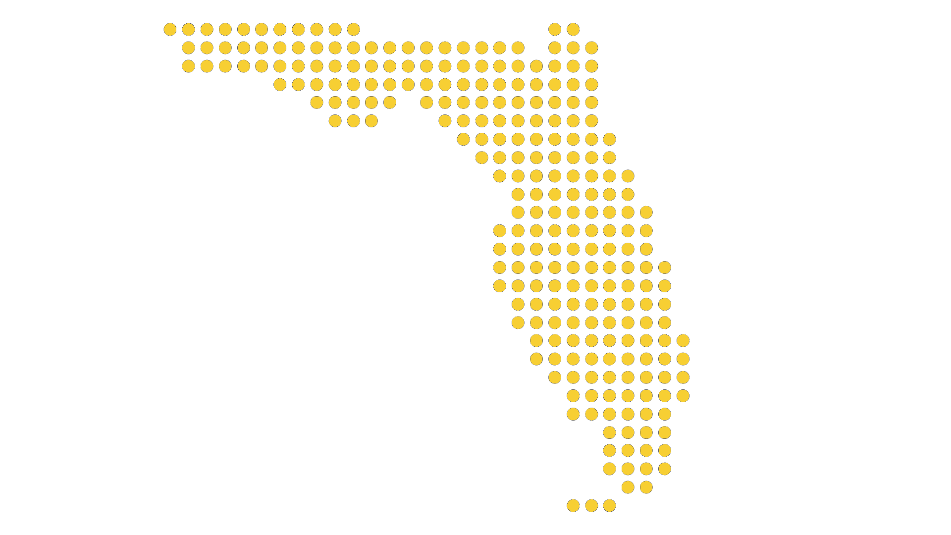 Dotted map of Florida — Miami-Dade, Broward, and Palm Beach